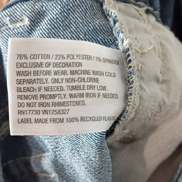 Cherokee Indigo Denim Shorts Women's XL 14-16 White Hem Embroidered - Picture 9 of 11